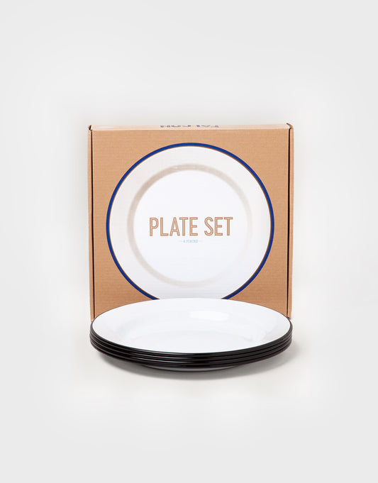 Set of Plates — White with Black Rim