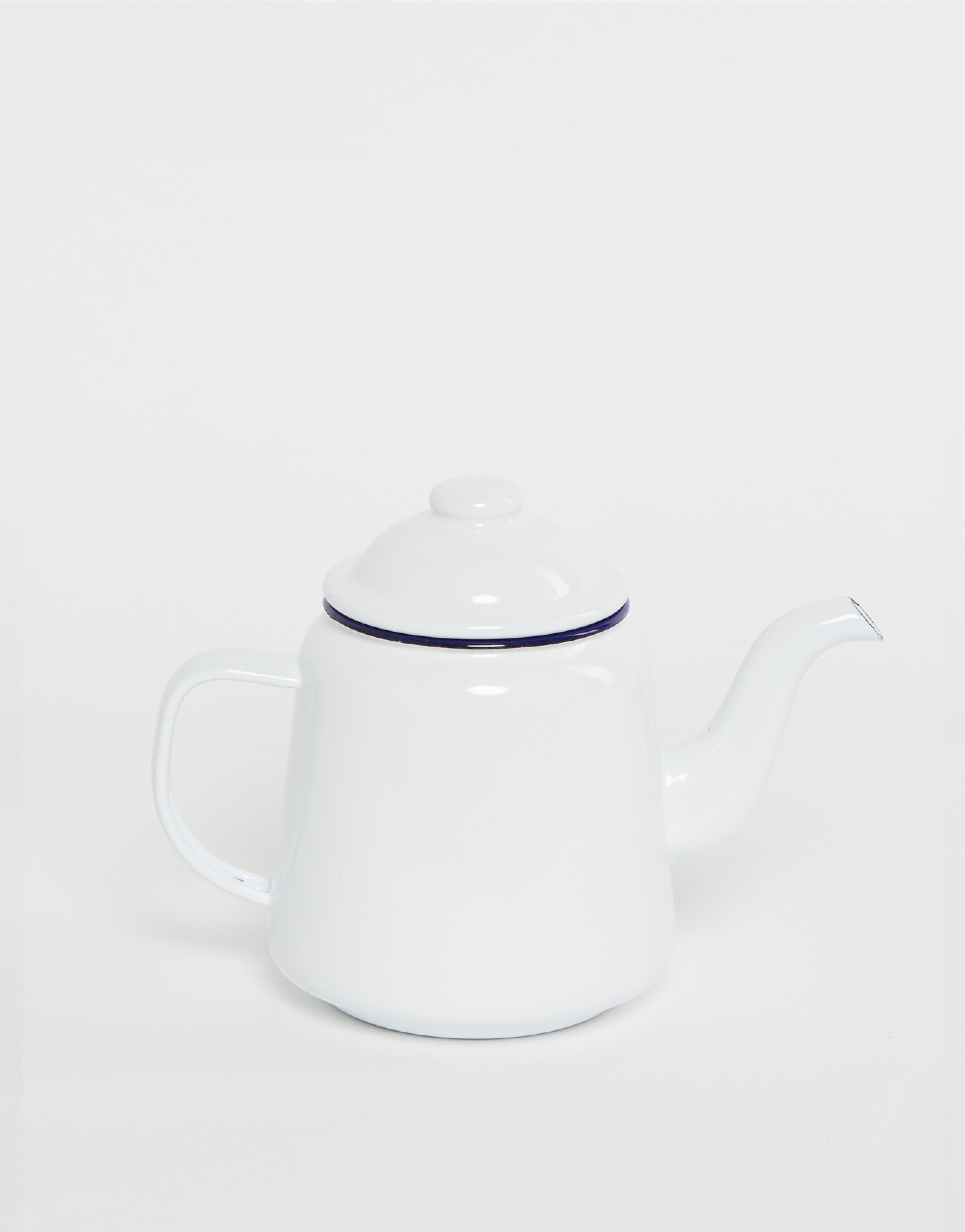 White shop enamel teapot